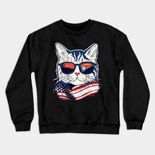 Patriot cat, veterans day, patriot's day Crewneck Sweatshirt